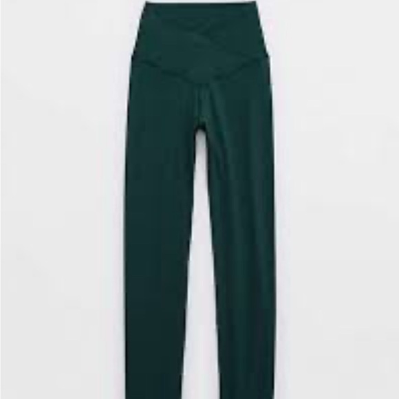 aerie Pants - Offline by Aerie Dark Green Real Me High-Waisted Crossover Leggings Size Small